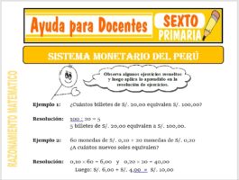 Modelo de la Ficha de Sistema Monetario en el Perú para Sexto de Primaria