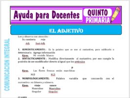 Modelo de la Ficha de Separatas del Adjetivo para Quinto de Primaria