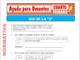 Modelo de la Ficha de Separatas del Uso de la “Z” para Cuarto de Primaria