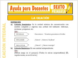 Modelo de la Ficha de La Oración para Sexto de Primaria