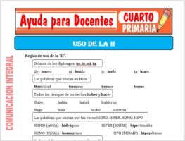 Modelo de la Ficha de Separatas de el Uso de la “H” para Cuarto de Primaria