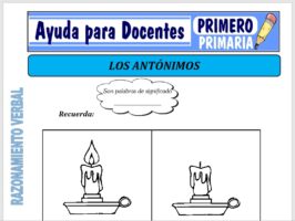 Modelo de la Ficha de Series de Antónimos para Primero de Primaria