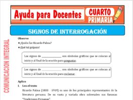 Modelo de la Ficha de Signo de Interrogación para Cuarto de Primaria