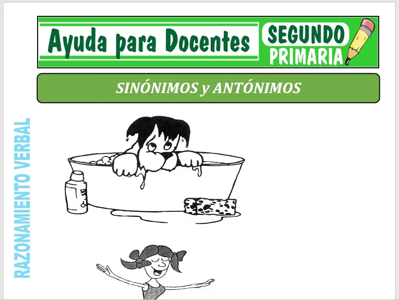 Modelo de la Ficha de Sinónimos y Antónimos para Segundo de Primaria