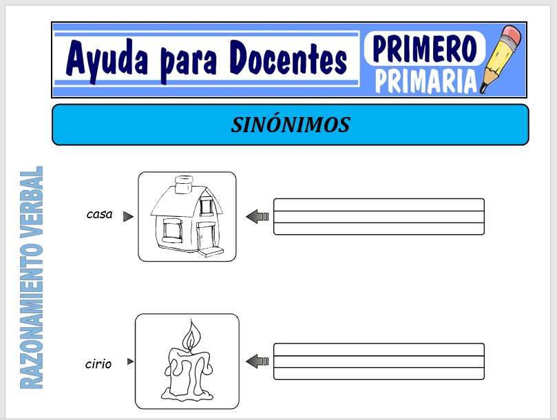 Modelo de la Ficha de Sinónimos para Primero de Primaria Modelo de la Ficha de Sinónimos para Primero de Primaria