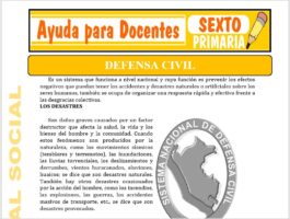 Modelo de la Ficha de Sistema de Defensa Civil para Sexto de Primaria