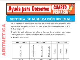 Modelo de la Ficha de Sistema de Numeración Decimal. para Cuarto de Primaria