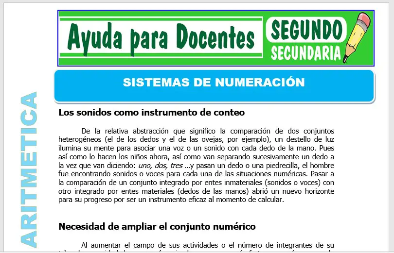 Modelo de la Ficha de Sistema de Numeración para Segundo de Secundaria Modelo de la Ficha de Sistema de Numeración para Segundo de Secundaria