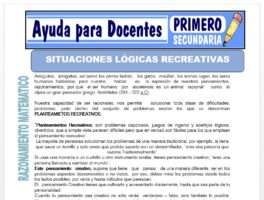 Modelo de la Ficha de Situaciones Lógicas Recreativas para Primero de Secundaria