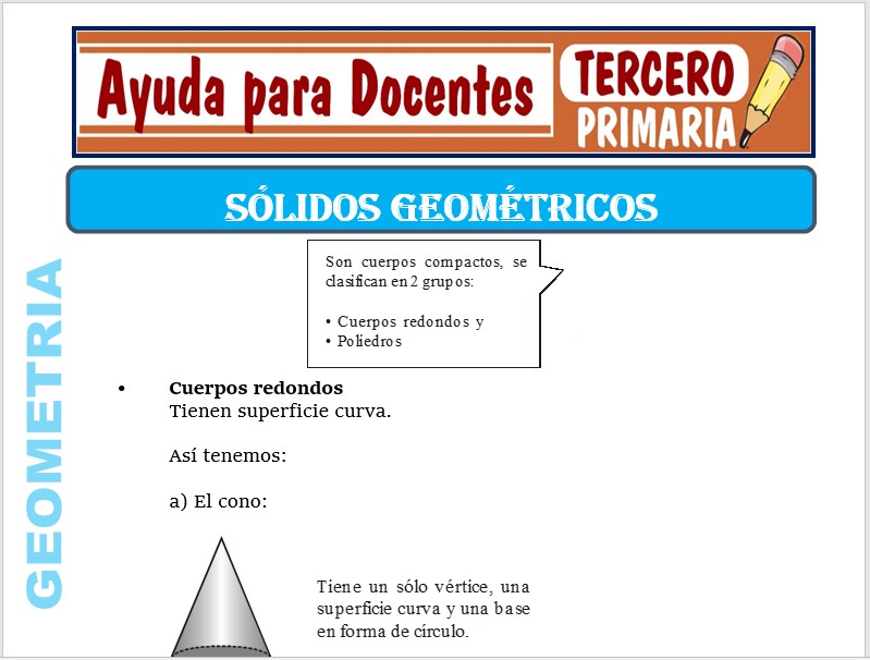 Modelo de la Ficha de Sólidos Geométricos para Tercero de Primaria