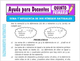Modelo de la Ficha de Suma y Diferencia de Números Naturales para Quinto de Primaria