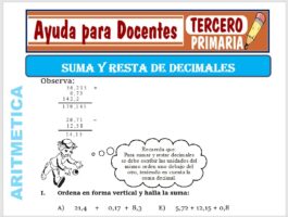Modelo de la Ficha de Suma y Resta de Decimales para Tercero de Primaria