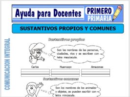 Modelo de la Ficha de Sustantivos Propios y Comunes para Primero de Primaria