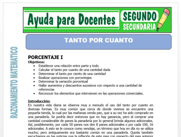 Tanto por Cuanto para Segundo de Secundaria – Ayuda para Docentes