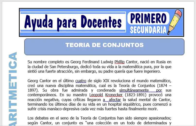 Modelo de la Ficha de Teoria de Conjuntos para Primero de Secundaria