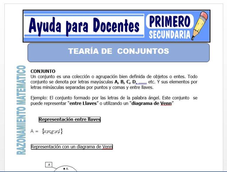 Teoría de Conjuntos para Primero de Secundaria – Ayuda para Docentes