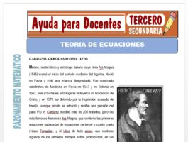 Modelo de la Ficha de Teoría de Ecuaciones para Tercero de Secundaria