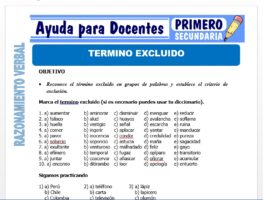Modelo de la Ficha de Termino Excluido para Primero de Secundaria