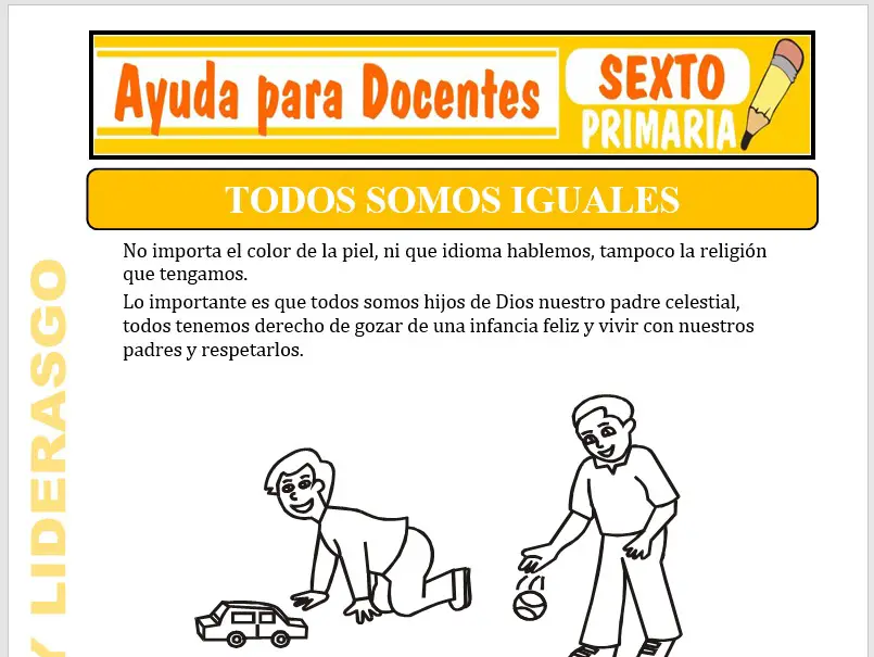 Modelo de la Ficha de Todos somos Iguales para Sexto de Primaria