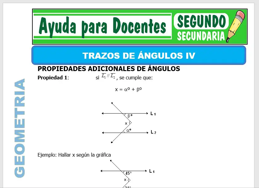 Modelo de la Ficha de Trazos de Ángulos IV para Segundo de Secundaria