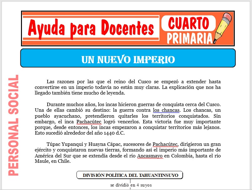 Modelo de la Ficha de Un Nuevo Imperio para Cuarto de Primaria Modelo de la Ficha de Un Nuevo Imperio para Cuarto de Primaria
