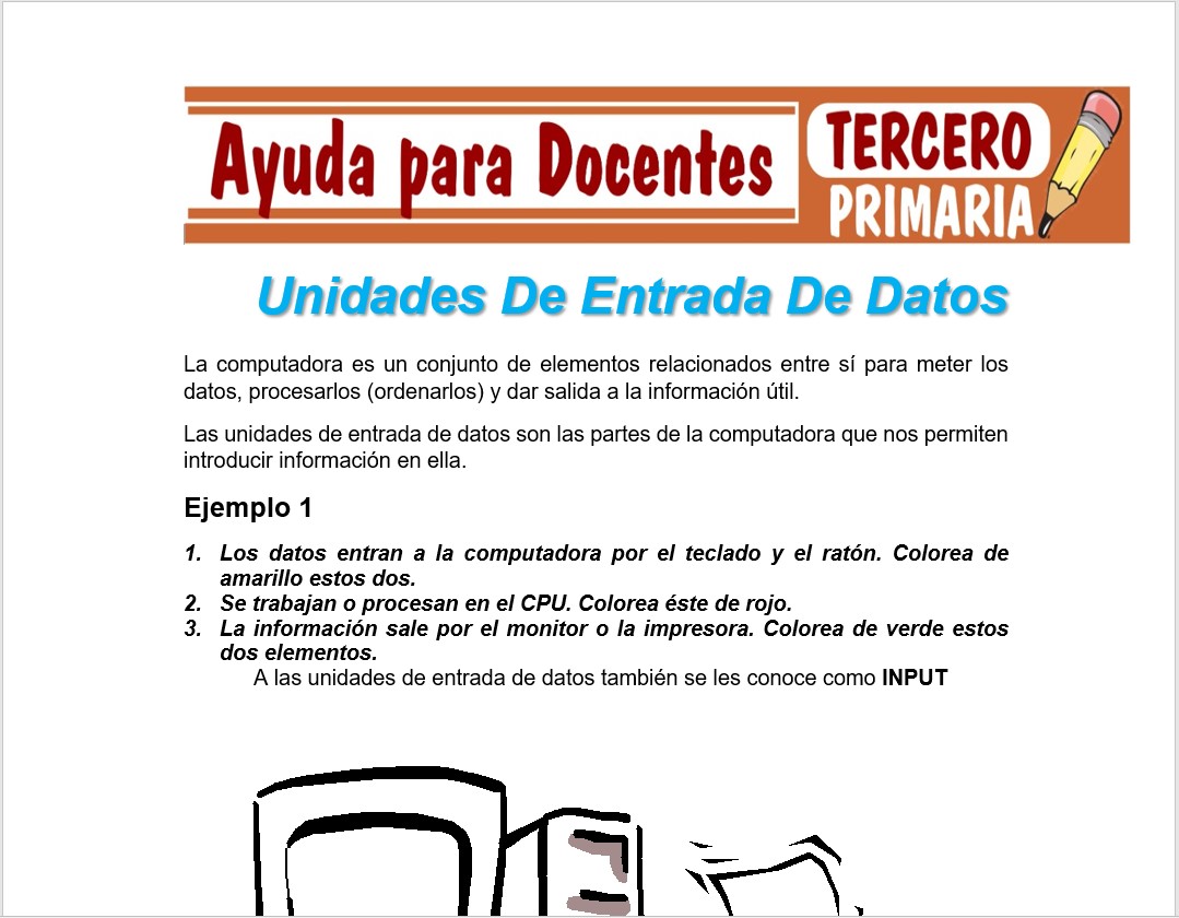 Modelo de la Ficha de Unidades De Entrada De Datos para Tercero de Primaria