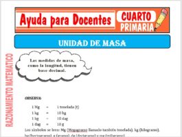 Modelo de la Ficha de Unidad de Masa para Cuarto de Primaria