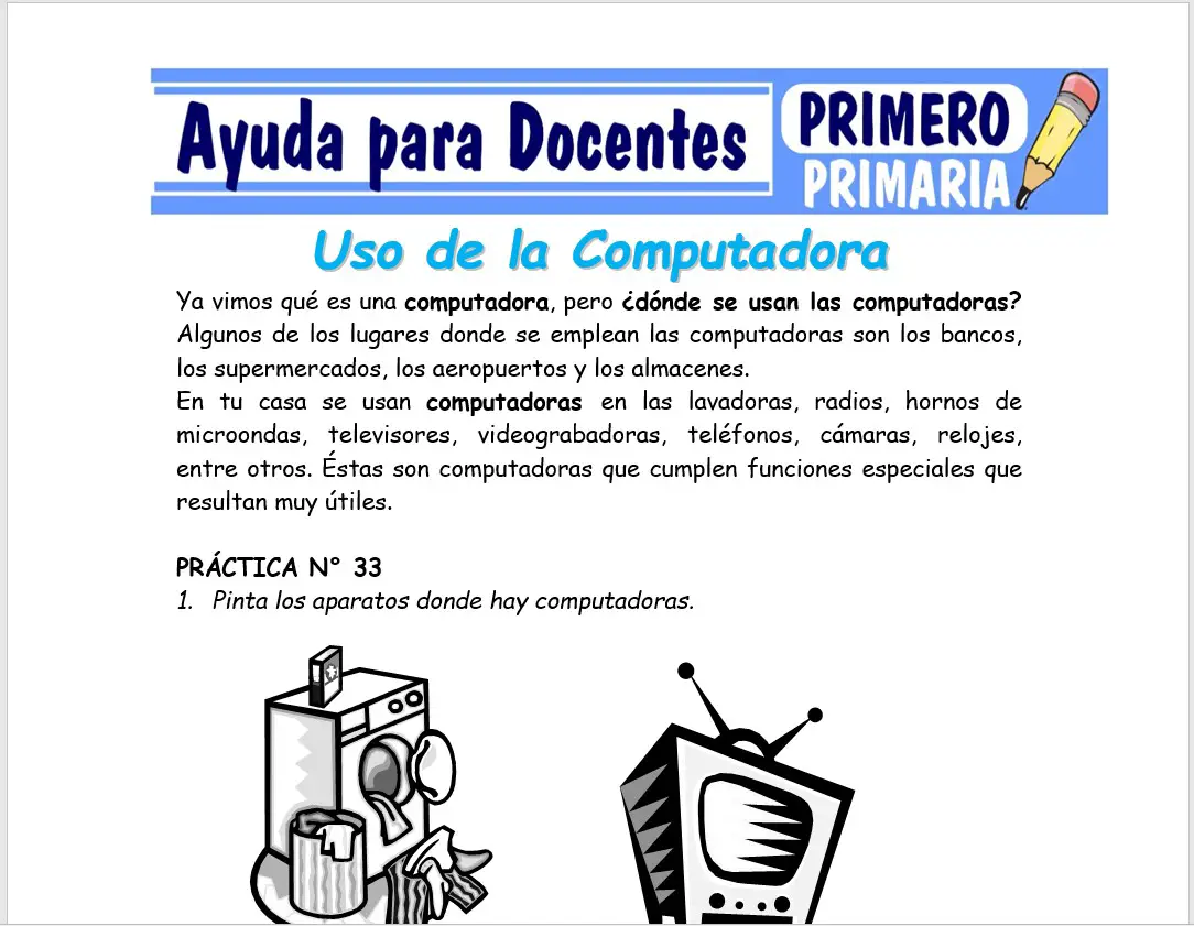 Modelo de la Ficha de Uso de la Computadora para Primero de Primaria Modelo de la Ficha de Uso de la Computadora para Primero de Primaria