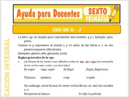 Modelo de la Ficha de Uso de la G y J para Sexto de Primaria