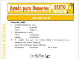 Modelo de la Ficha de Uso de la “M” para Sexto de Primaria