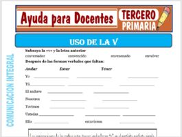 Modelo de la Ficha de USO DE LA “V” para Tercero de Primaria