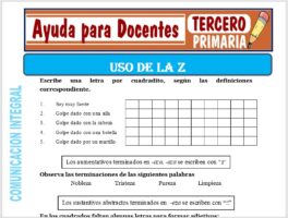 Modelo de la Ficha de Uso de la “Z” para Tercero de Primaria