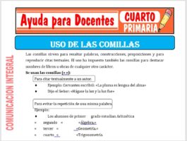 Modelo de la Ficha de Uso de las Comillas para Cuarto de Primaria