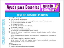 Modelo de la Ficha de Uso de los Dos Puntos para Quinto de Primaria