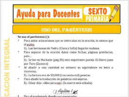 Modelo de la Ficha de Uso del Paréntesis para Sexto de Primaria