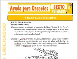 Modelo de la Ficha de Vidas Ejemplares para Sexto de Primaria