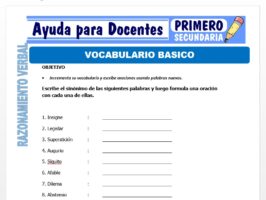 Modelo de la Ficha de Vocabulario Básico para Primero de Secundaria
