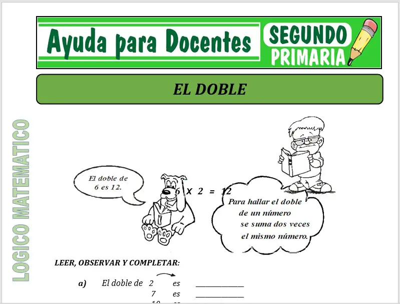Modelo de la Ficha de él Doble para Segundo de Primaria Modelo de la Ficha de él Doble para Segundo de Primaria