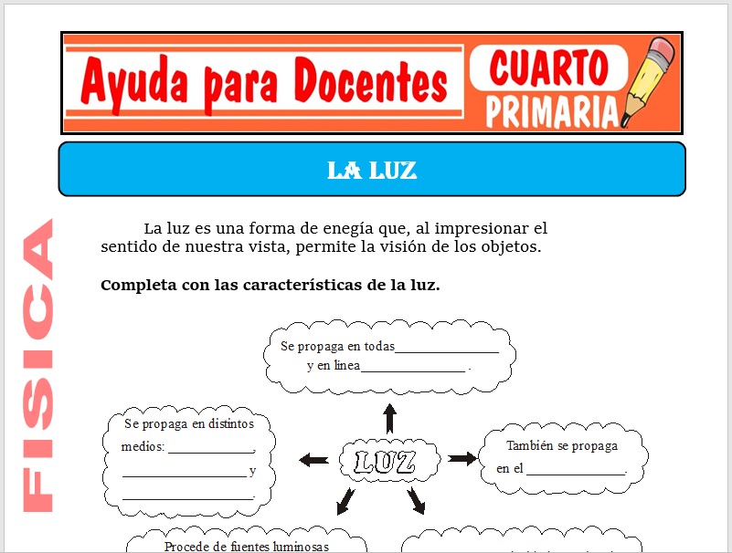 Modelo de la Ficha de La Luz para Cuarto de Primaria Modelo de la Ficha de La Luz para Cuarto de Primaria